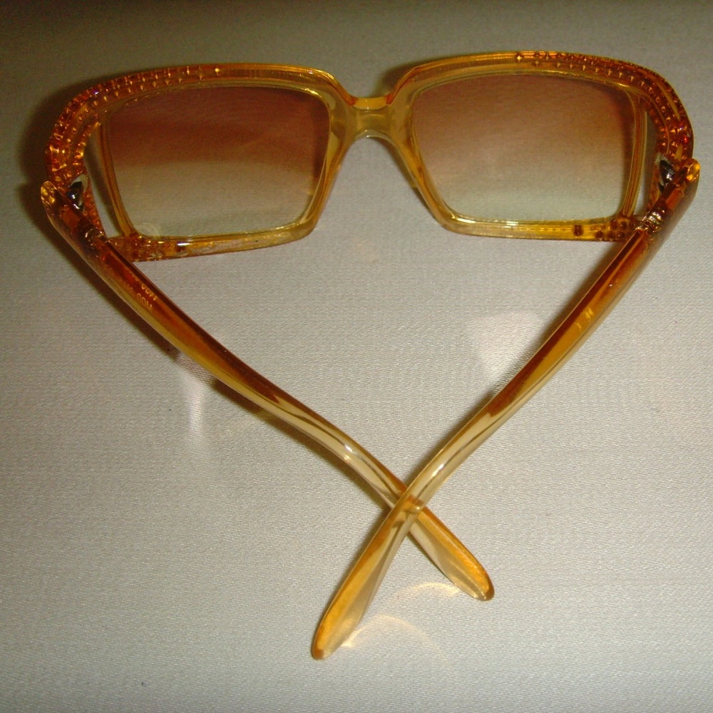 VERSACE Vintage Amber Colored and Rhinestone Sunglasses - Picture 7 of 16